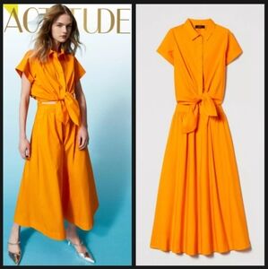 Twinset Actitude Long Orange Poplin Dress